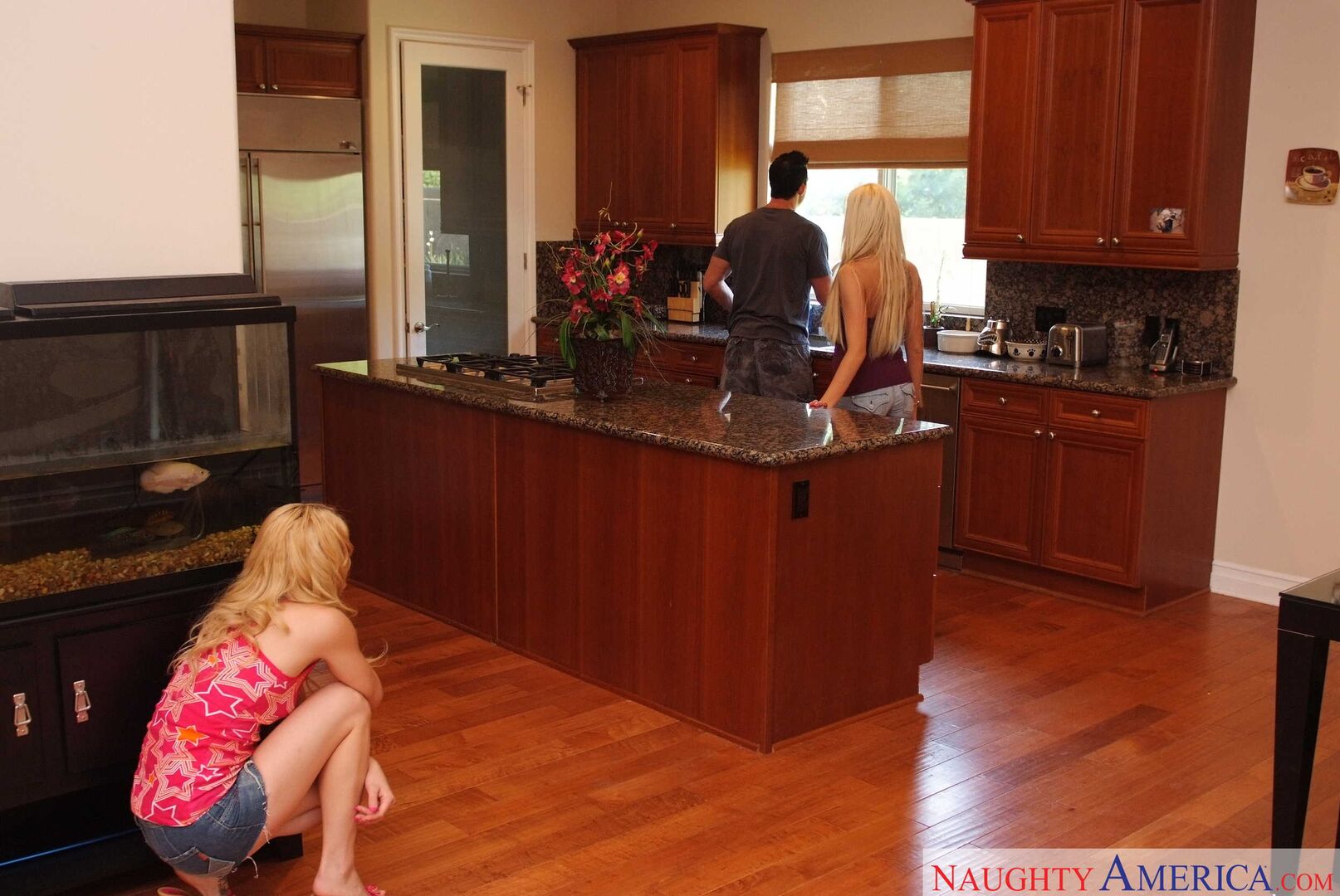 Ally Ann fucking in the kitchen counter with her innie pussy